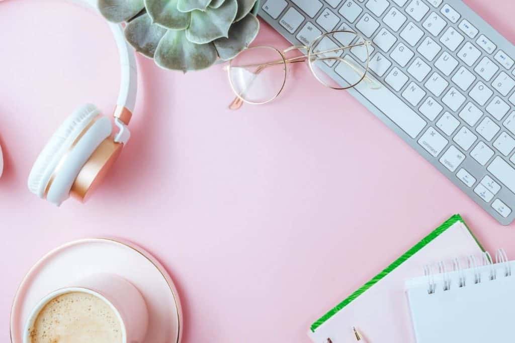 Still life of a work-from-home customer service representative's desk