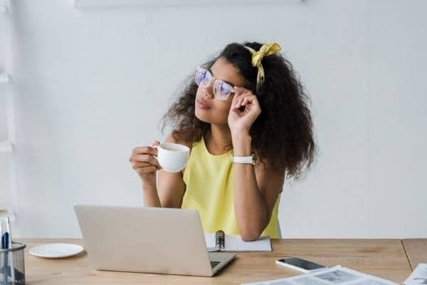 Business woman working online in home office