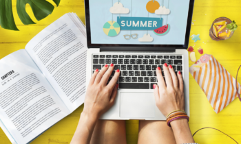 Woman looking online for summer jobs for teachers